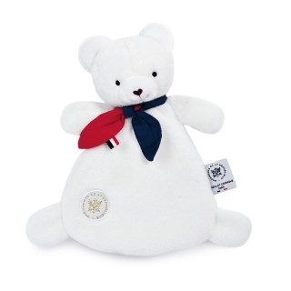 Doudou plat  fabriqué en France - l'Ours Élysée - 22 cm